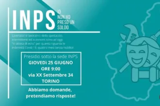 Sindacato di Base ADL Cobas - Lavoratori dello spettacolo in presidio sotto la sede INPS di Torino