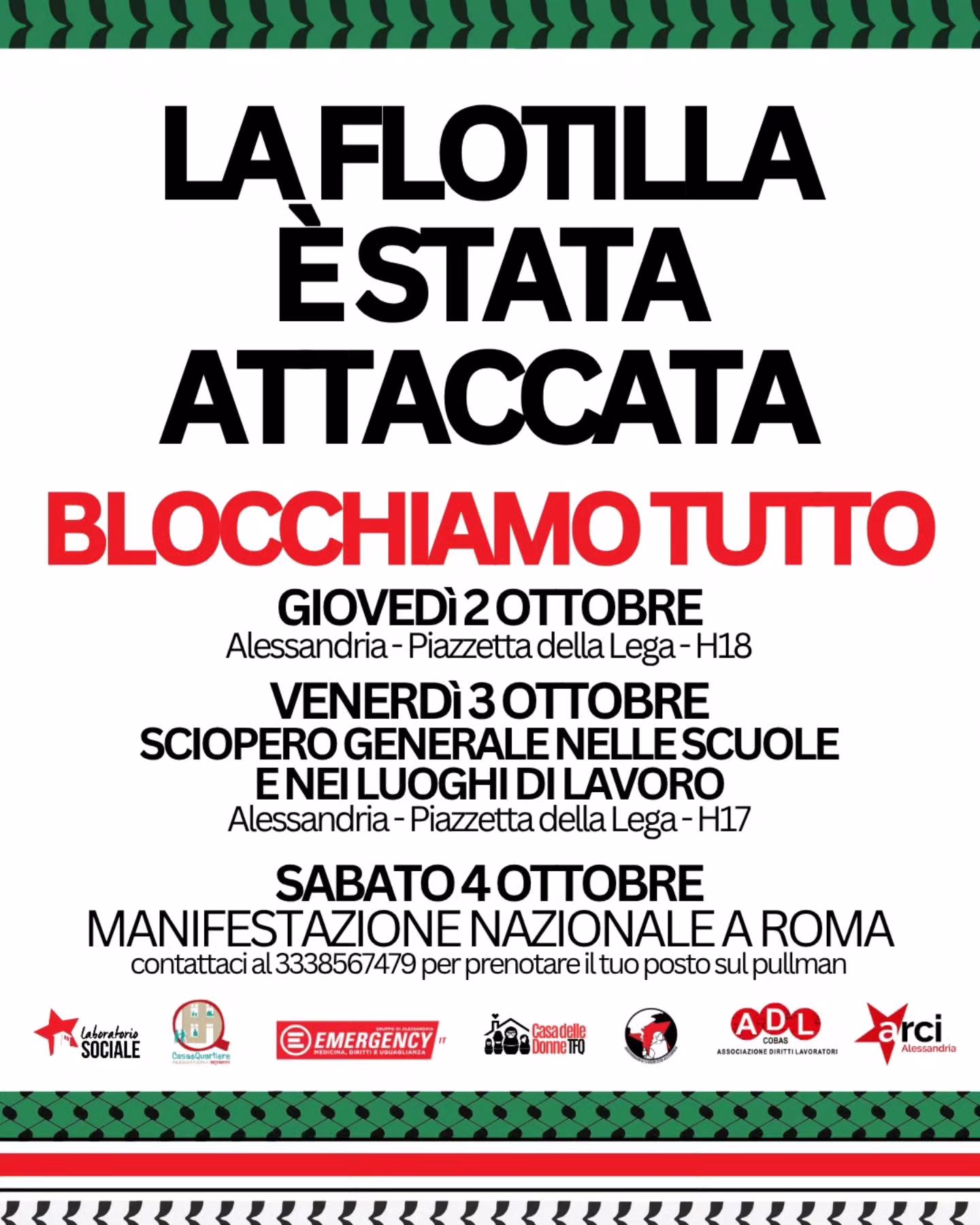 Sindacato di Base ADL Cobas - Hanno attaccato la Global Sumud Flotilla: blocchiamo tutto, fermiamo il genocidio e il criminale Netanyahu.