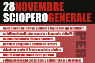 Sindacato di Base ADL Cobas - Sciopero generale 28 novembre e il giorno dopo tutte e tutti a Roma!
