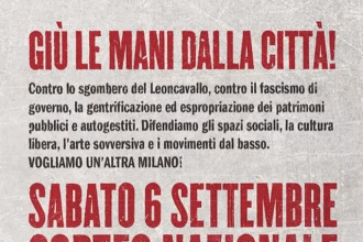 Sindacato di Base ADL Cobas - Giù le mani dalla città! Adesione al corteo del 6 settembre a Milano