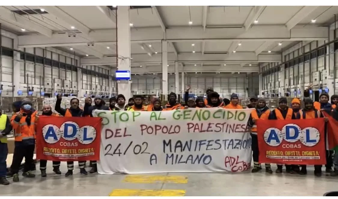 Sindacato di Base ADL Cobas - Uno spezzone "stop global war, stop genocidio" alla manifestazione nazionale per la Palestina (sabato 24 febbraio a Milano)